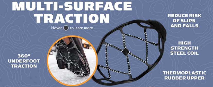 Yaktrax Walk Traction Cleats - 360-Degree Grip on Snow, Ice, & Multi-terrain Surfaces - Elastic Outer Band w/ Easy-On/Off Heel Tab & 1.2mm Zinc-coated Steel Coils - Abrasion & Rust Resistant - Unisex