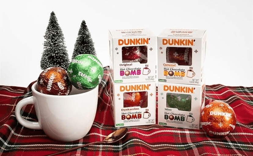 Dunkin' Hot Chocolate BOMB 4 Pack Assorted Flavors Bundle- Original, Mint, Dunkaccino, Caramel, Four Hot Cocoa Melting Balls, Stocking Stuffer Holiday Gift Set