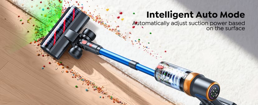 Cordless Vacuum Cleaner, 600W 50KPA 65Mins Vacuum Cleaners for Home, Upgraded Stick Vacuum with Extra Mattress Cleaning Tool, Self-Standing, Anti-Tangled Vacuum Cordless for Pet Hair/Floors/Carpets