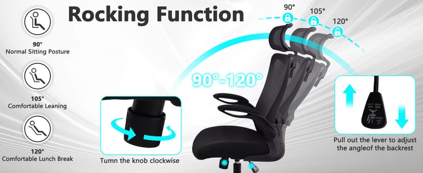 CLATINA Heavy Duty Ergonomic Mesh Office Chair 400LBS, Big and Tall Desk Chair with Adjustable Lumbar Support & Headrest, Flip Up Padded Arms, Swivel Computer Chair for Home, Study, Conference, Black
