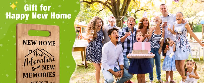 Housewarming Gift for New House Homeowner, House Warming Gifts New Home 2025 Cutting Board Gift, First Home Gift for Neighbor, Realtor Closing Gifts for Home Buyers New Home New Adventure New Memories