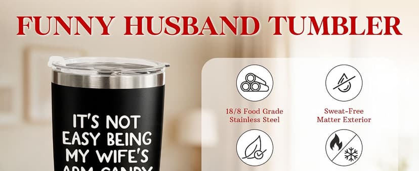 Gifts for Husband Christmas, Anniversary Birthday Gifts for Him Husband, Mens Gift Ideas, Stainless Steel, Lid Included Christmas Birthday Gift for Husband from Wife, 20 oz Tumbler for Men B0DPG6PKK7