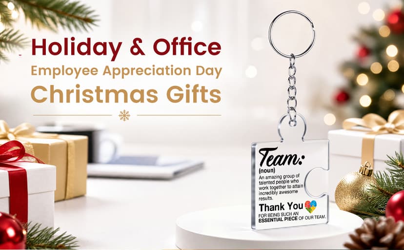 Gift Set for Employee, Staff, Teachers, Teamwork Puzzle Piece Keyring, Acrylic Team Appreciation Gifts Bulk Thank You Keychains for Coworkers B0FD9YB7K3
