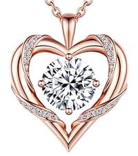 2-3 Ct Moissanite Double Heart Pendant Necklaces for Wife, 18K Gold Plated S925 Silver Jewelry for Women Girlfriend Mom Her on Anniversary Birthday