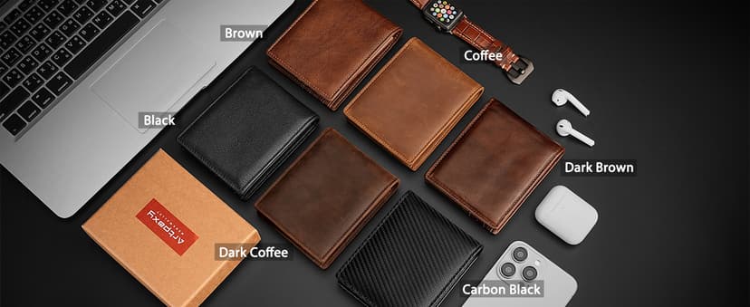 Artpaxy Mens Wallet Genuine Leather Bifold RFID Blocking Wallet for Men with 1 ID Window 13 Card Holders 2 cash pockets 1 Gift Box