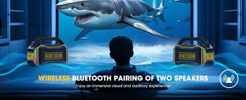 Speakers Bluetooth Wireless: 80W(Peak) Loud Speaker with Bass, 20H Playtime, IPX6 Waterproof, Large Jobsite Speakers for Work, Outdoor, Workshop, Garage, Portable Speaker with TWS (Black)