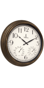 Outdoor Clocks for Patio Large Waterproof with Thermometer - 18 inch Indoor Outdoor Wall Clock with Temperature and Humidity Combo - Weatherproof, Accurate & Easy to Read for Pool, Garden & Home Decor