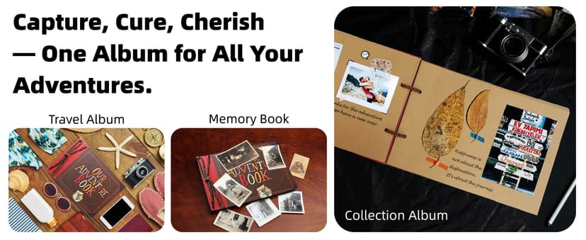 Scrapbook Photo Album,Our Adventure Book, Embossed Words Hard Cover Movie Up Travel Scrapbook for Anniversary, Wedding, Travelling, Baby Shower, etc (Adventure Book)