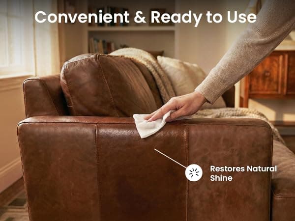 EVEO Leather Cleaner Wipes 4-in-1 Leather Cleaner and Conditioner for Furniture, Car Interior, Couch, Shoes & Purses – UV Protection, XL Moistened Cleaning Wipes Restore & Protect – 3 Pack (90 Total)