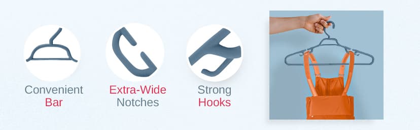 Neaties Large & Wide Heavy Duty Clothes Hangers 12 Pack – Made in USA – Ideal for Plus Size Clothing – 10lb Plastic Hangers with Notches for Oversized Adult Coats & Pants – Blue