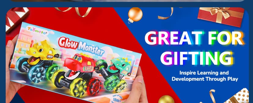 LED Wheels Dino Truck Toys for Toddler Boys Girls Gifts, Dinosaur Cars for 2 Year Old Boy Christmas Birthday Gifts Monster Truck Toys Dinosaur Cars, Press and Go Light Up Cars for Toddlers B0F5PVJJ9J
