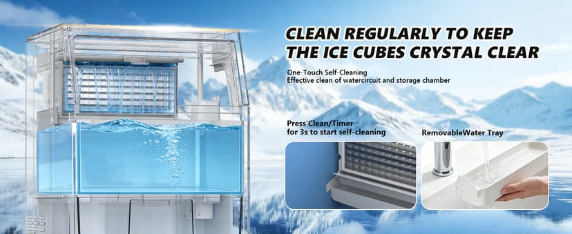 Commercial Ice Maker Machine, 300 lbs/24h with 70 lbs Storage, 126 Ice Cubes in 15 Mins, ETL FCC, Under Counter Ice Maker with LED Display, 24H Timer, Smart Reminder, for Cafe Bar Restaurant