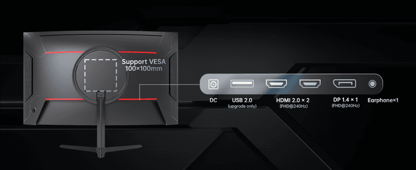 KTC 24 Inch Curved 240Hz Gaming Monitor, FHD 1500R Curved Computer Monitor 1080P, 3000:1 Contrast, Adaptive Sync, HDR, MPRT 1ms, HDMI DisplayPort, Low Blue Light, Tilt, VESA Mount, H24S17P