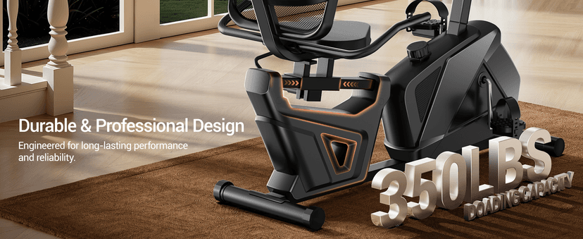 CURSOR FITNESS Recumbent Exercise Bike, Quiet Recumbent Stationary Bike for Adults & Seniors, Magnetic Stationary Bike with 16-Level Resistance, Supports 350LB, Heart Rate Handle & LCD Display