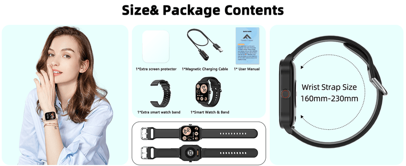 Smart Watch with Built-in GPS and Offline Maps, 1.96" HD Display, Answer/Make Calls, 100+ Sport Modes, Heart Rate/Sleep/SpO2 Monitor, Fitness Activity Tracker for Android and iPhone, 2 Bands, Black