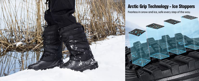 FREE SOLDIER Snow Boots for Men Waterproof Anti-slip 3M Lining Lightweight Tall Outdoor Warm Winter Work Boots