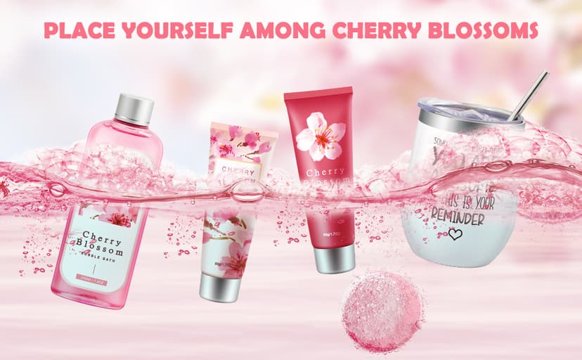 Gifts for Women Birthday Gifts, Spa Gifts Set- 10 Pcs Christmas Valentine's Mother's Day Gifts and Cherry Blossoms Self Care Package Gifts Women, Relaxing Gifts Basket