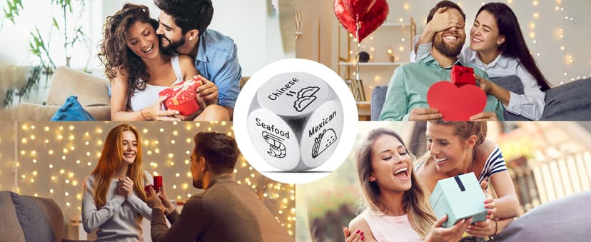 Anniversary Steel Gifts for Him Her Date Night Dice Gift for Boyfriend Girlfriend Wife Husband Couple Women Men Food Dice Decider Sweetest Day Birthday Wedding Valentines Christmas White Elephant