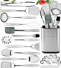 Home Hero 54 Pcs Stainless Steel Kitchen Utensils Set - Nonstick Stainless Steel Cooking Utensils Set - Heat Resistant Kitchen Essentials & Metal Kitchen Gadgets (54 Pcs)