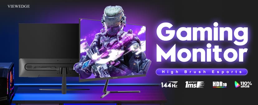 Viewedge 24 Inch Gaming Monitor 1080p 144hz, VA 1ms FHD Computer Monitor with 100% sRGB, Bluelight Filter, HDMI & VGA Port, Support Wall Mount