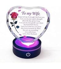Premium K9 Crystal, Laser Engraved, 6-Color USB LED Base, Gift Box Packaging, Perfect Present for Birthdays & Christmas Crystal Heart Keepsake for Mom, Color Changing LED, Mothers Day Gift B0GS15MD5Z