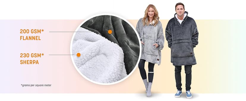 Catalonia Oversized Blanket Hoodie Sweatshirt, Wearable Sherpa Lounging Pullover for Adults Women Men
