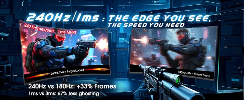 SANSUI 27 Inch Curved 240Hz Gaming Monitor FHD 1080P, 1500R Curve Computer Monitor, 130% sRGB, 4000:1 Contrast, HDR, FreeSync, MPRT 1Ms, Low Blue Light, HDMI DP Ports, Metal Stand, DP Cable Incl.