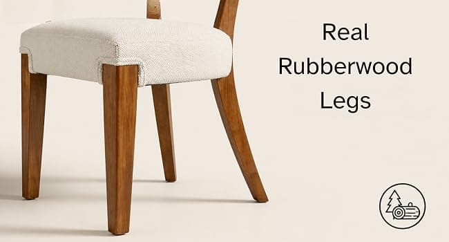 OVENTA Modern Armless Dining Chairs Set of 4, Mid-Century Contemporary Side Chairs with Solid Rubber Wood Legs, Beige Upholstered Fabric Accent Chairs for Dining Room, Kitchen, Living Room