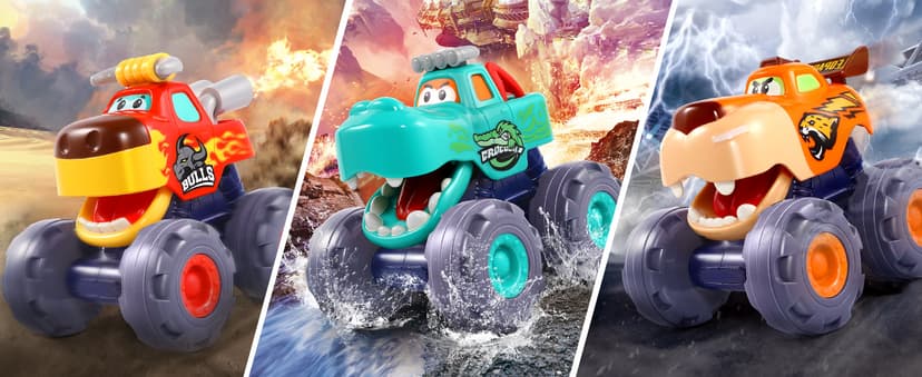 Car Toys for 1 Year Old Boy Gifts, Pull Back Monster Truck Toy Cars for Toddlers 1-3, 1 2 3 One Year Old Boy Birthday Gift 1st Vehicles Kids Stocking Stuffers Toddler Baby Boys Toys 12-18 Months