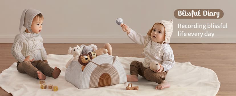 Blissful Diary Baby Diaper Caddy Organizer, Cotton Rope Diaper Caddy Basket, Large Storage Basket for Newborn Boys and Girls, Gift for Baby Shower List, Newborn Essentials, Earthy Rainbow