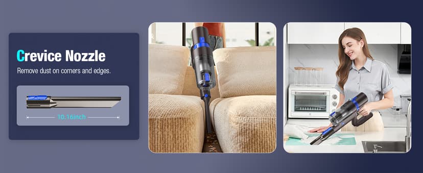 Cordless Vacuum Cleaner, 550W 45KPA 50Min Vacuum Cleaners for Home, Self-Standing Stick Vacuum with Touch Screen, 3 Power Modes, Rechargeable Battery, Handheld Vacuum for Pet Hair/Carpet/Floor