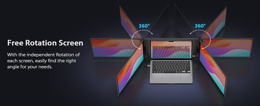 KYY 15.6" Laptop Screen Extender, 1080P FHD IPS Portable Monitor, One Cable USB-C Triple Monitor, Dual Travel Screen for 12"-17'' Laptops, 360° Rotation & Kickstand,X90D (Driver Need)