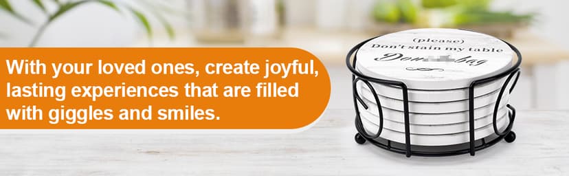 White Elephant Gifts for Adults, Funny Coasters Set of 6 with Holder Christmas Stocking Stuffers for Men Women, Gag Gifts Couples Birthday Housewarming Secret Santa Cool Friend Presents for Her Him