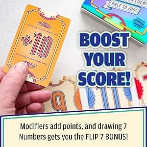 USAOPOLY Flip 7, The Ultimate Blend of Press Your Luck & Strategy, Fast-Paced Addictive Card Game,Quick to Learn & Easy to Teach,Perfect for Game Nights, 3+ Players, Ages 8 & Up, 20 Minutes Play Time