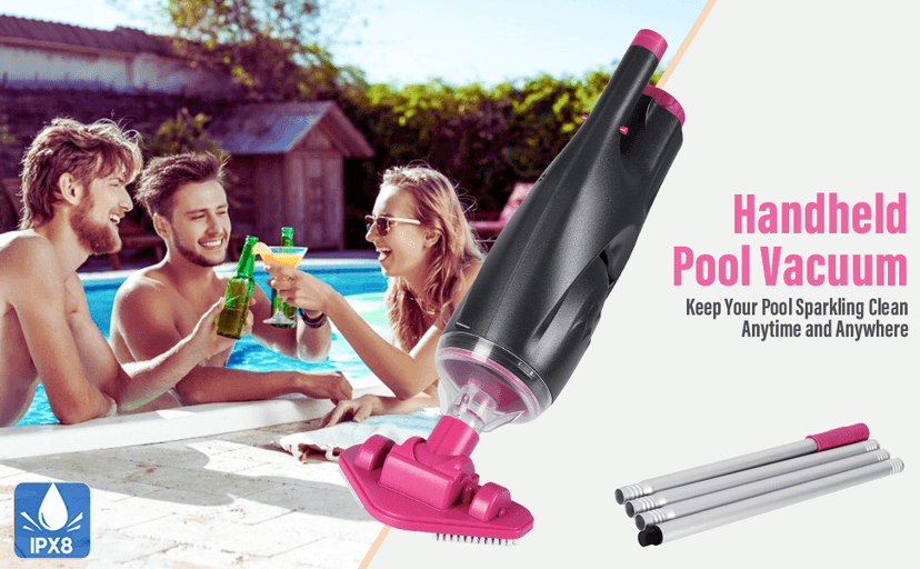 Rechargeable Handheld Hot Tub Spa Pool Vacuum, Cordless & Waterproof IPX8, 60-Min Runtime, 2 Brush Heads, Spot Cleaner for Spas & Small Pools up to 20ft (Dyson-Style Gray)