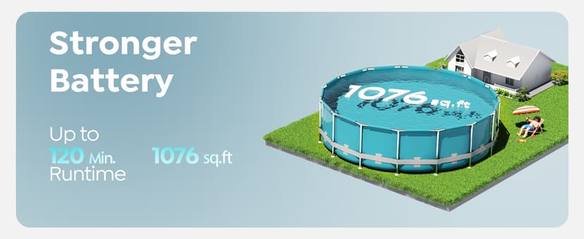 S1 PRO Cordless Pool Vacuum – Powerful Robotic Cleaner for Above-Ground Pools up to 1076 Sq.ft, 120-Min Runtime, 2.5H Fast Charging, Smart Auto-Parking Design