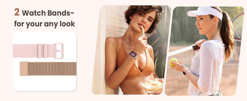 Smart Watch for Android/iPhone, 5ATM Fitness Watches for Women with 110+ Sports Modes, Bluetooth Calls/Messages/App Notifications, Health Monitor Blood Pressure/Heart Rate/SpO2/Sleep, Gifts for Women