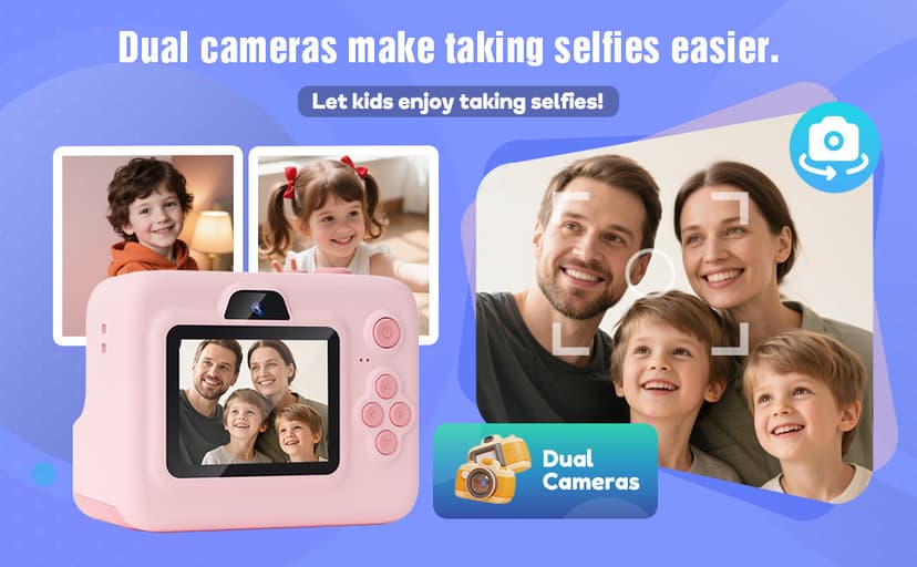 Kids Camera Instant Print,1080P Kids Instant Cameras That Print Photos,Christmas Birthday Gifts for Girls Age 3-12,Portable Toy for 3 4 5 6 7 8 9 10 Year Old Girls Boys Pink