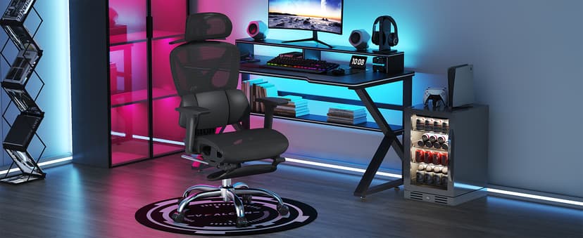Freepub Ergonomic Mesh Office Chair, Home Desk Chair with Adjustable Lumbar Support, 3D Headrest and Armrests, Reclining Big and Tall High Back Computer Gaming Chair for Man Women, 350lbs, Black