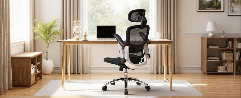 GTPLAYER Big and Tall Ergonomic Mesh Office Chair, High Back Home Desk Chair Computer Gaming Chair with Headrest, Flip-Up Arms, 90-125° Tilt Lock and Wide Cushion, Task Chair for Man Woman-Deep Black