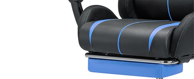 HOFFREE RGB Gaming Chair with Speakers Massage Computer Gaming Chair with LED Lights and Footrest High Back Video Game Chair for Adults Blue and Black