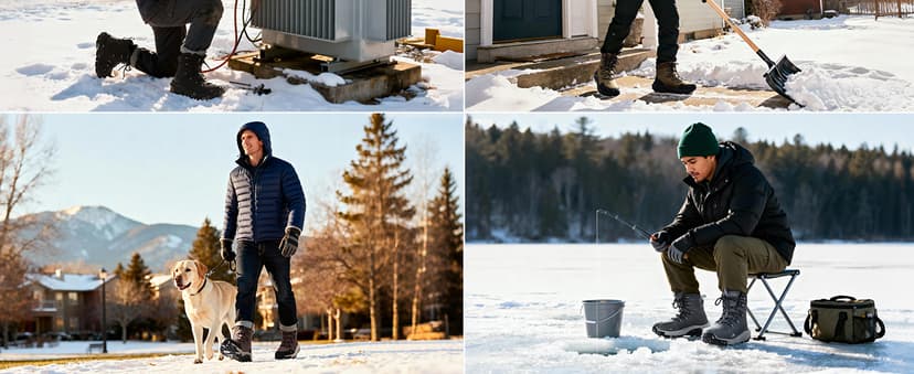 NORTIV 8 Men's Wide Winter Boots Grip on Snow Ice Insulated Waterproof Lightweight Comfortable Hiking Outdoor Boots