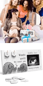 Baby Sonogram Picture Frame with Countdown Weeks - Standard 4"x3" Ultrasound Photo - Pregnancy Announcements Ideas - Gender Reveal Baby-Shower Gift - New Mom Expecting Parents to Be Keepsake Gifts