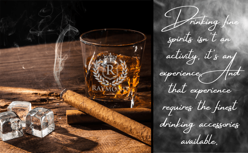 Amazing Items Set of 4 - Personalized Whiskey Glasses w/Name & Initial - 9 Designs - 9 oz, Limited Edition Monogrammed Rocks Glasses for Men, Dad Gifts