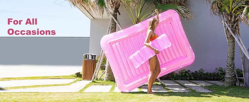 Inflatable Pool Floats Lounger for Adults, Blow Up Tanning Pool Raft Sun Tan Tub with Inflatable Pillow for Family Outdoor, Garden, Backyard Summer Water Party (14+ Year Old)