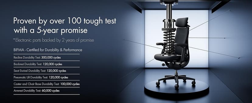 LiberNovo Dynamic Ergonomic Desk Chair + StepSync Footrest Bundle - Comfy Home Office Chair with Adaptive Lumbar Support, 160° Recline & Built-in Spine Stretch, Black+48cm