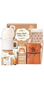 Gift Baskets for Women, 9pcs Unique Happy Birthday Gifts for Women, Best Mothers Day Christmas Gifts Get Well Soon Basket Appreciation Ideas Box w/Tumbler Her Mom Sister Friend Friendship Teacher
