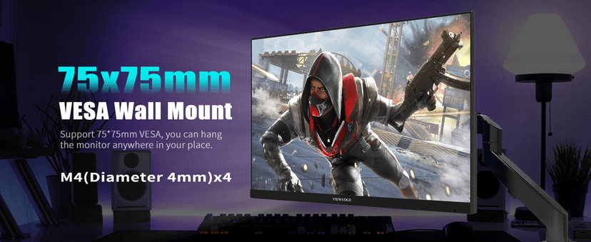 Viewedge Gaming Monitor 27 Inch FHD 144hz, 1ms IPS 1080p Computer Monitor with 110% sRGB, Bluelight Filter, HDMI & VGA Port, Support Freesync and Wall Mount
