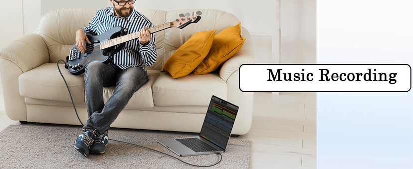 DUKABEL USB Guitar Cable, USB-A to 1/4 TS Cord for Guitar Recording, 8Feet/2.4Meter Instrument Mono Cord for Bass, Mixer, PC, Laptop(Donot Work with RockSmith)