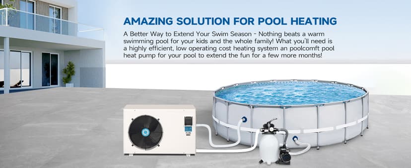 Max 105600BTU Electric Pool Heater for Above and In Ground Pools, 26KW Swimming Pool Heat Pump PLC250, Inverter Heating System, High Efficiency, fits 18/20/26ft Pools, 208~230V/60Hz